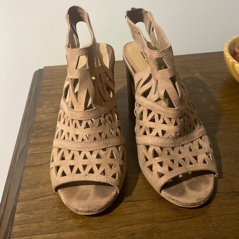 Nude block heels